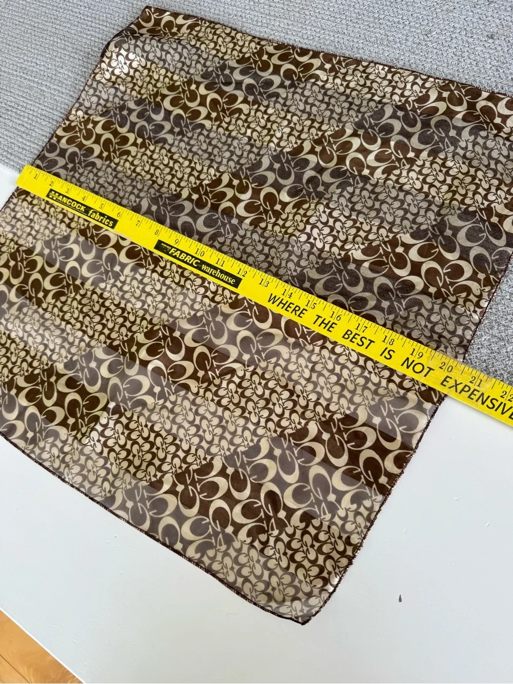 Vintage Brown & Cream Logo Print Square Scarf